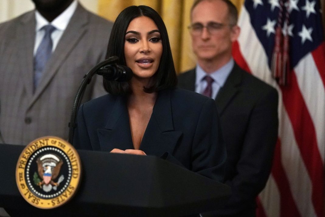 Kim Kardashian West speaks during a second-chance hiring event on June 13, 2019, at the White House. Alex Wong/Getty Images